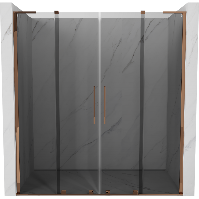Mexen Velar L Duo porte de douche coulissante 200 cm, graphite, or rose - 871-200-003-42-60