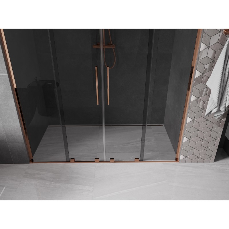 Mexen Velar L Duo portes de douche coulissantes 180 cm, graphite, or rose - 871-180-003-42-60