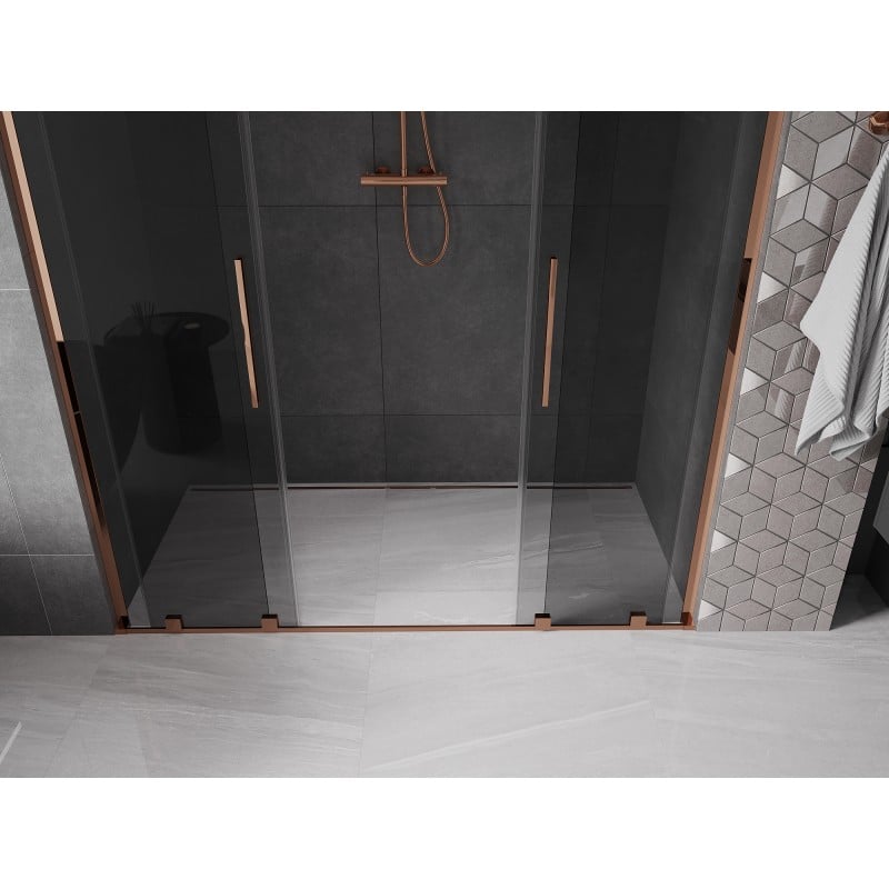 Mexen Velar L Duo porte de douche coulissante 200 cm, graphite, or rose - 871-200-003-42-60