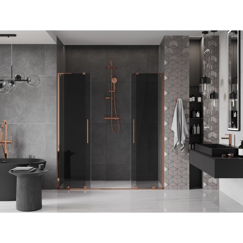 Mexen Velar L Duo portes de douche coulissantes 180 cm, graphite, or rose - 871-180-003-42-60
