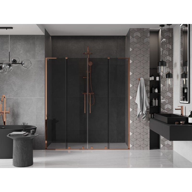 Mexen Velar L Duo porte de douche coulissante 200 cm, graphite, or rose - 871-200-003-42-60