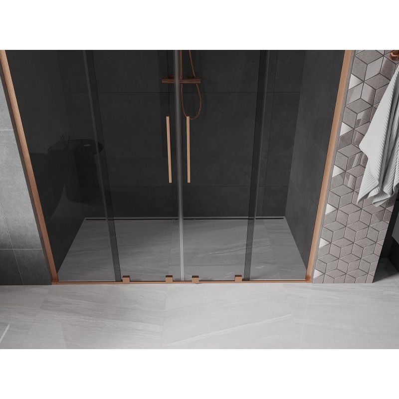 Mexen Velar L Duo portes de douche coulissantes 180 cm, graphite, cuivre brossé - 871-180-003-42-65
