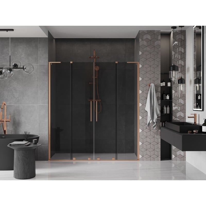 Mexen Velar L Duo portes de douche coulissantes 170 cm, graphite, cuivre brossé - 871-170-003-42-65