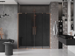 Mexen Velar L Duo portes de douche coulissantes 180 cm, graphite, cuivre brossé - 871-180-003-42-65