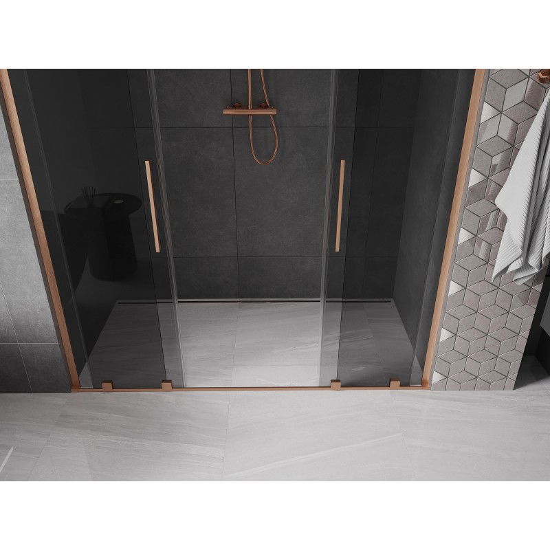 Mexen Velar L Duo portes de douche coulissantes 180 cm, graphite, cuivre brossé - 871-180-003-42-65