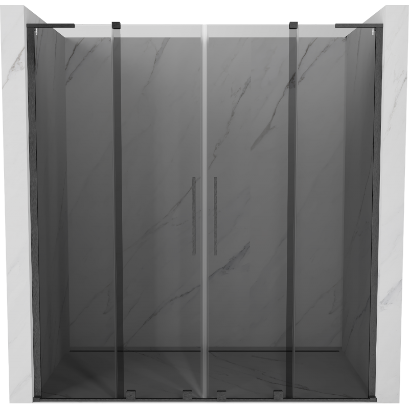 Porte de douche coulissante Mexen Velar L Duo 170 cm, graphite, gris fusil brossé - 871-170-003-42-66