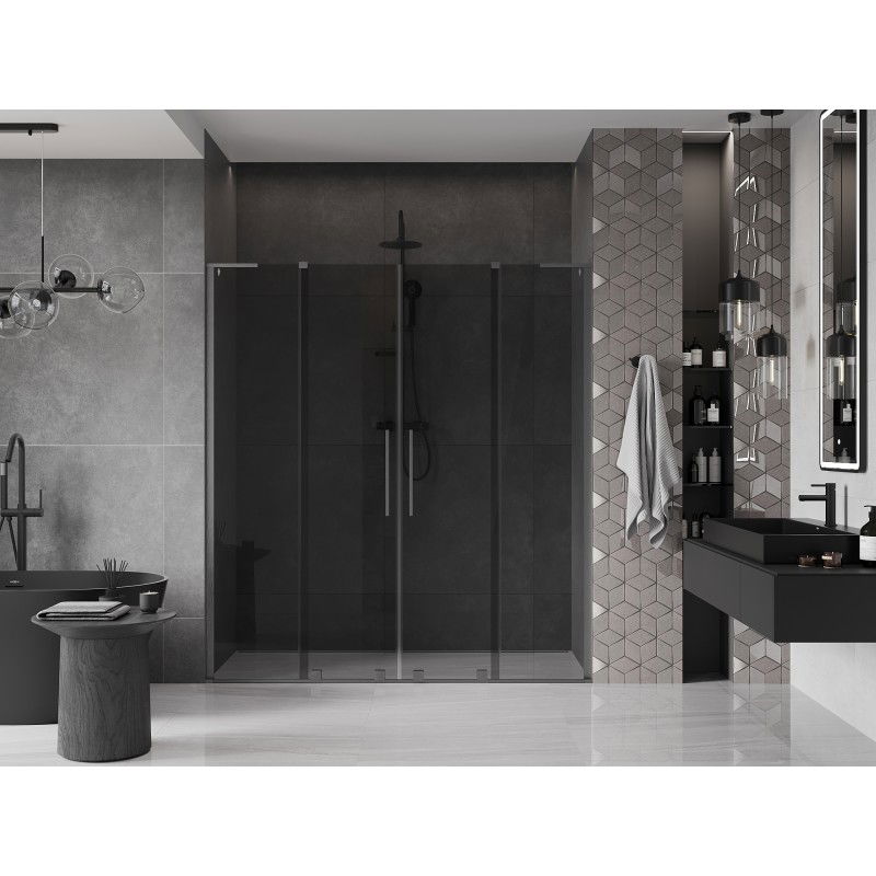 Mexen Velar L Duo porte de douche coulissante 200 cm, graphite, gris métallisé brossé - 871-200-003-42-66
