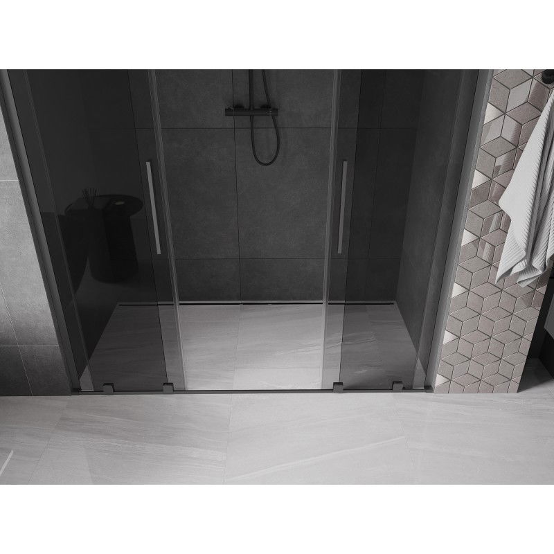 Mexen Velar L Duo portes de douche coulissantes 180 cm, graphite, gun metal - 871-180-003-42-95
