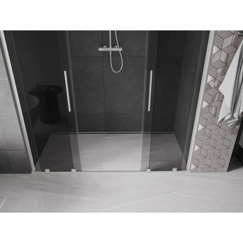 Mexen Velar L Duo portes de douche coulissantes 200 cm, graphite, nickel brossé - 871-200-003-42-97