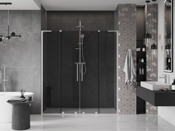 Mexen Velar L Duo porte de douche coulissantes 180 cm, graphite, nickel brossé - 871-180-003-42-97