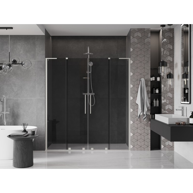 Mexen Velar L Duo portes de douche coulissantes 200 cm, graphite, nickel brossé - 871-200-003-42-97