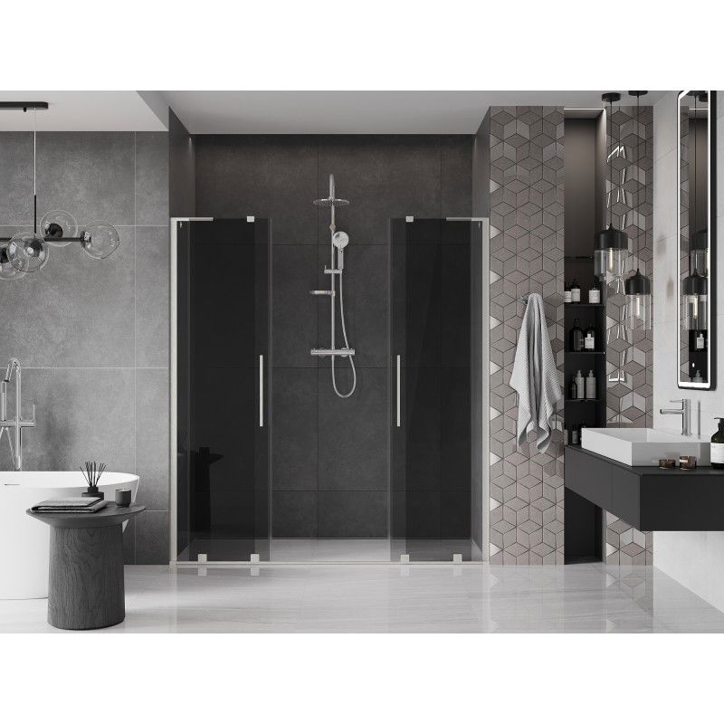 Mexen Velar L Duo porte de douche coulissantes 180 cm, graphite, nickel brossé - 871-180-003-42-97