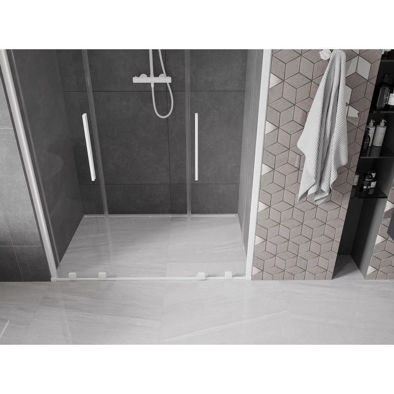 Mexen Velar L Duo porte de douche coulissantes 160 cm, transparent, blanc - 871-160-003-02-20