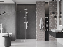Mexen Velar L Duo porte de douche coulissantes 150 cm, transparent, blanc - 871-150-003-02-20