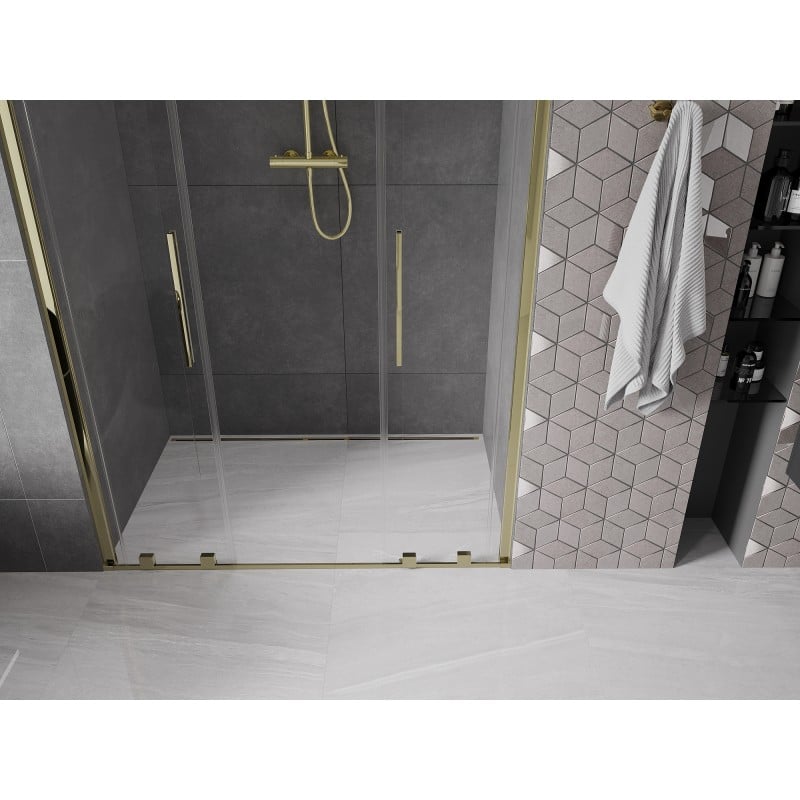 Mexen Velar L Duo portes de douche coulissantes 150 cm, transparentes, dorées - 871-150-003-02-50