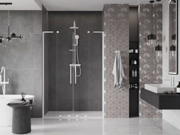 Mexen Velar L Duo porte de douche coulissante 160 cm, transparent, blanc - 871-160-003-02-20