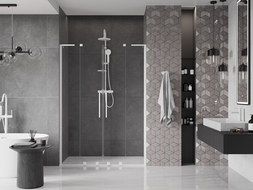 Mexen Velar L Duo porte de douche coulissantes 160 cm, transparent, blanc - 871-160-003-02-20