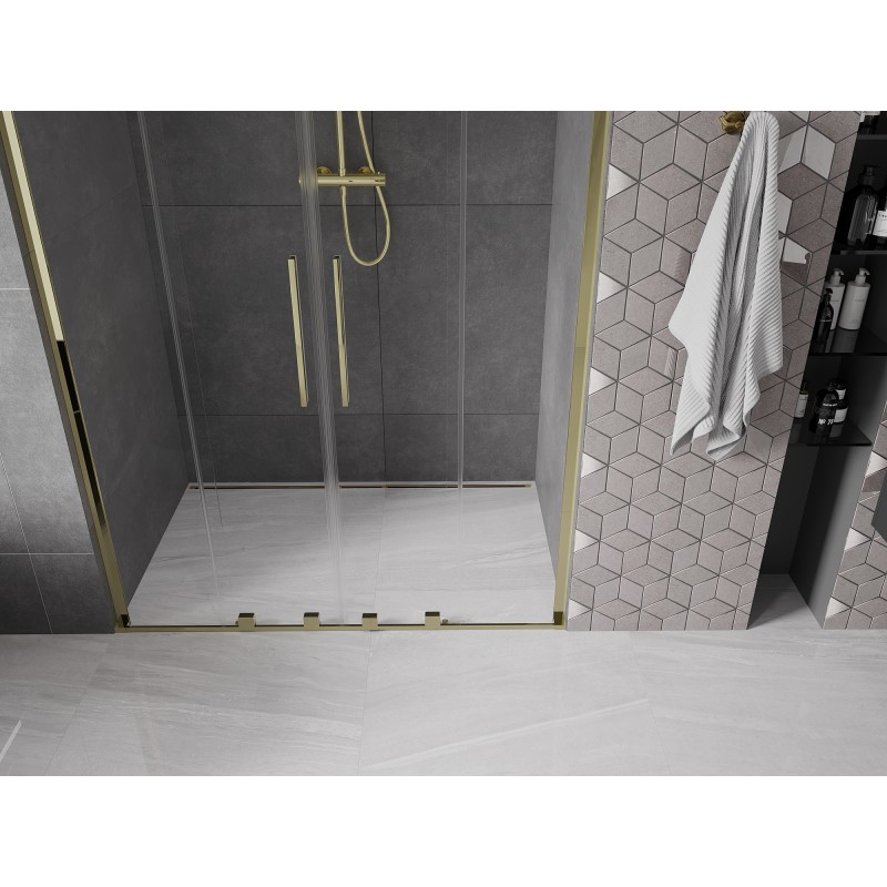 Mexen Velar L Duo portes de douche coulissantes 150 cm, transparentes, dorées - 871-150-003-02-50