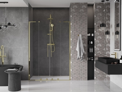 Mexen Velar L Duo porte de douche coulissantes 140 cm, transparent, dorées - 871-140-003-02-50