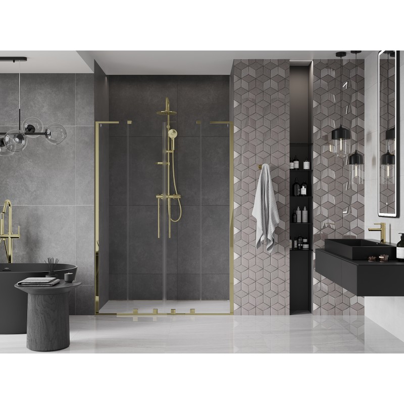 Mexen Velar L Duo portes de douche coulissantes 150 cm, transparentes, dorées - 871-150-003-02-50