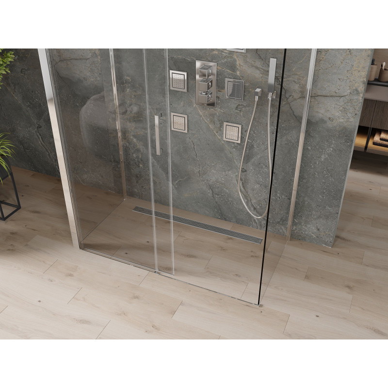 Mexen Omega-3S cabine de douche à 3 parois, coulissante 140 x 80 cm, transparent, chrome - 825-140-080-01-00-3S