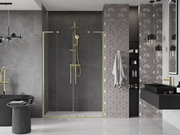 Mexen Velar L Duo porte de douche coulissante 140 cm, transparent, or brossé - 871-140-003-02-55