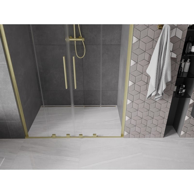 Mexen Velar L Duo porte de douche coulissante 150 cm, transparent, or brossé - 871-150-003-02-55