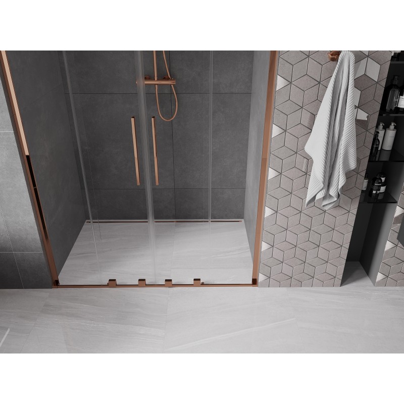 Mexen Velar L Duo porte de douche coulissante 140 cm, transparent, or rose - 871-140-003-02-60