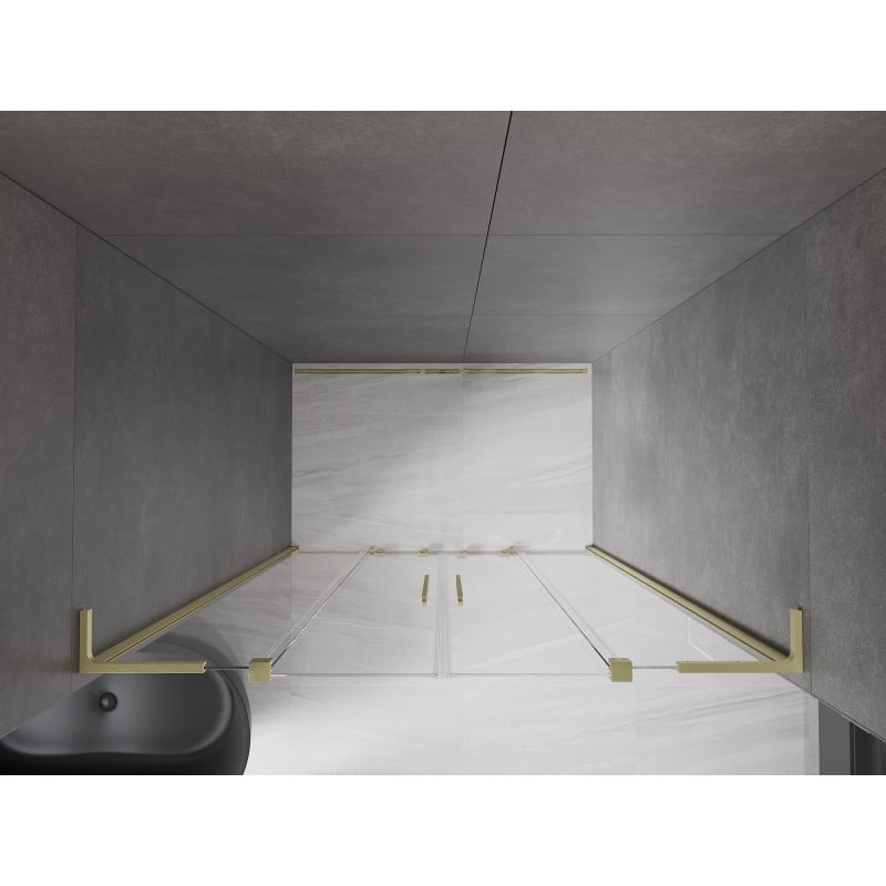 Mexen Velar L Duo portes de douche coulissantes 160 cm, transparent, or brossé - 871-160-003-02-55