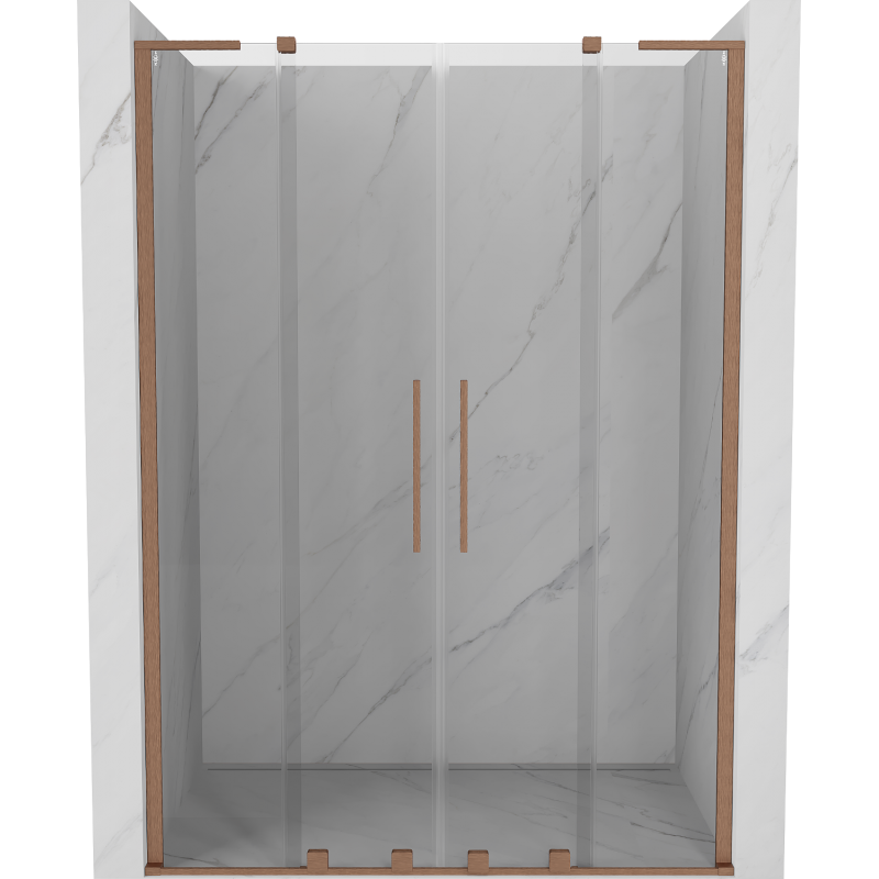 Mexen Velar L Duo porte de douche coulissante 140 cm, transparent, cuivre brossé - 871-140-003-02-65