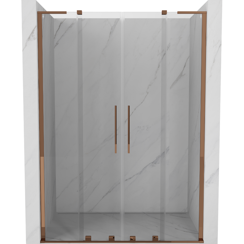 Mexen Velar L Duo portes de douche coulissantes 160 cm, transparent, or rose - 871-160-003-02-60
