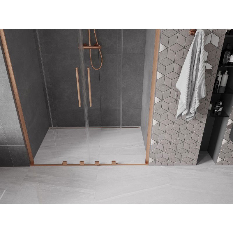 Mexen Velar L Duo porte de douche coulissantes 160 cm, transparent, cuivre brossé - 871-160-003-02-65