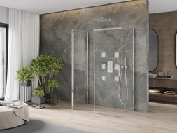 Mexen Omega cabine de douche à 3 côtés, coulissante 140 x 80 cm, transparent, chrome - 825-140-080-01-00-3S