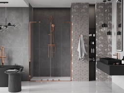 Mexen Velar L Duo porte de douche coulissante 140 cm, transparent, or rose - 871-140-003-02-60