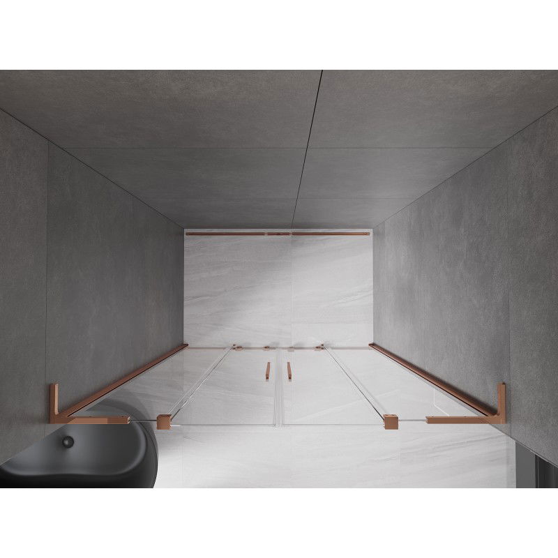 Mexen Velar L Duo portes de douche coulissantes 160 cm, transparent, or rose - 871-160-003-02-60