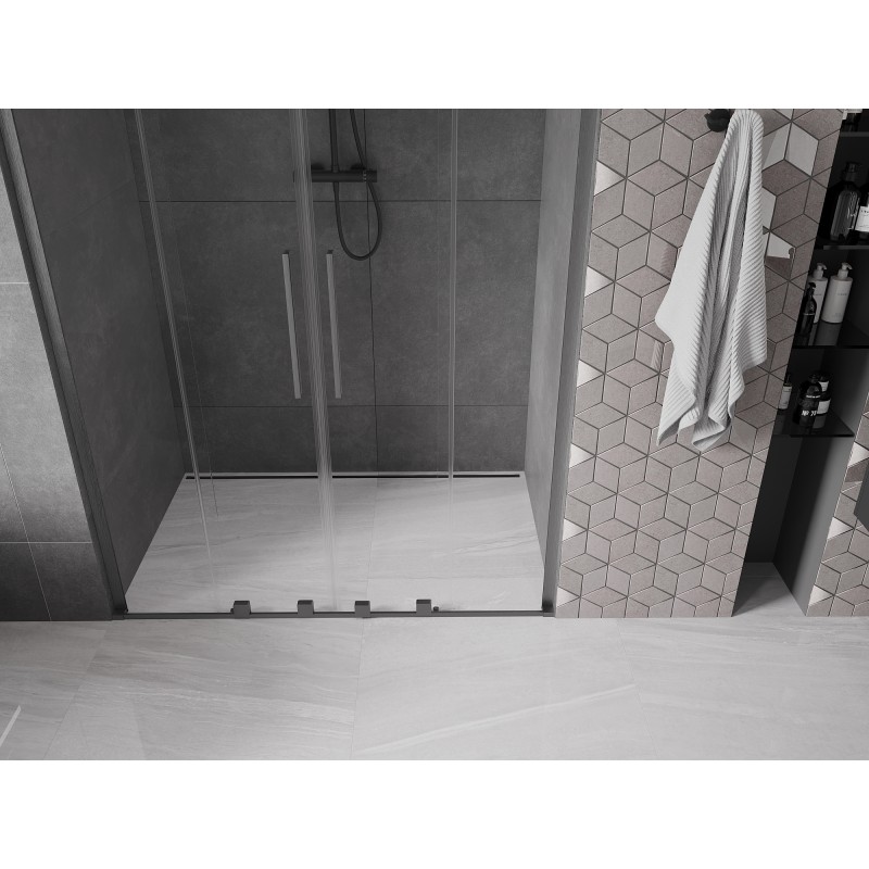 Mexen Velar L Duo porte de douche coulissantes 140 cm, transparent, gris canon brossé - 871-140-003-02-66