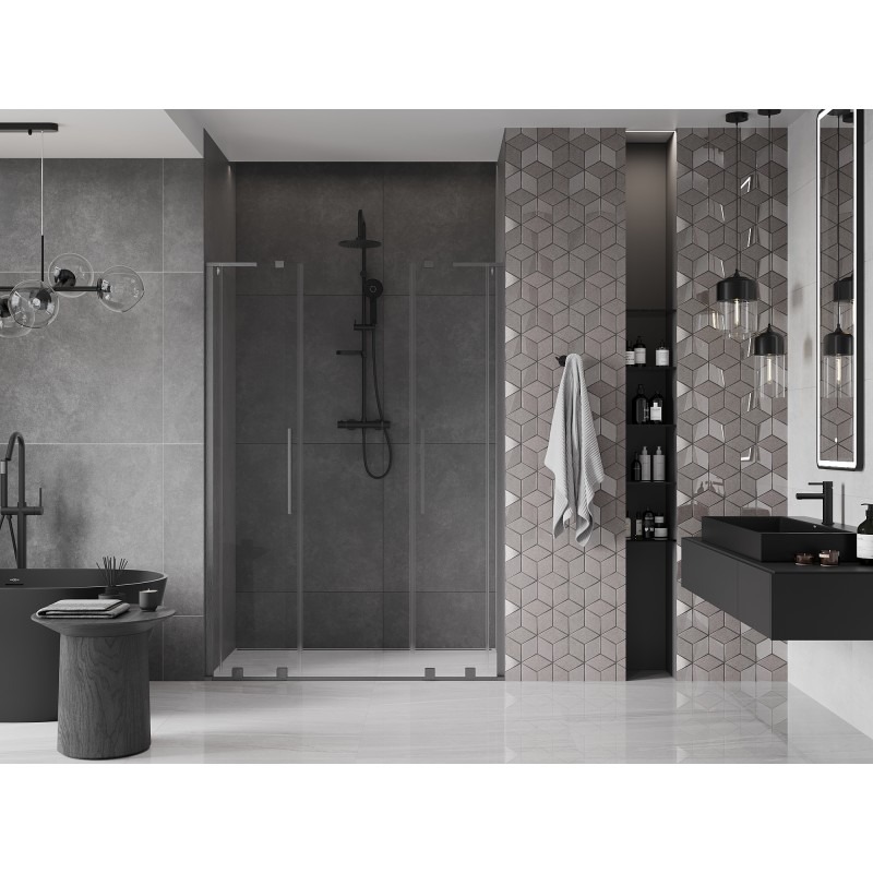 Mexen Velar L Duo porte de douche coulissantes 140 cm, transparent, gris canon brossé - 871-140-003-02-66