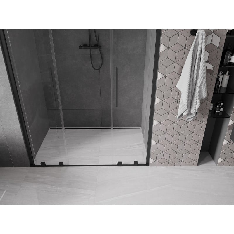Mexen Velar L Duo porte de douche coulissante 140 cm, transparent, noir - 871-140-003-02-70