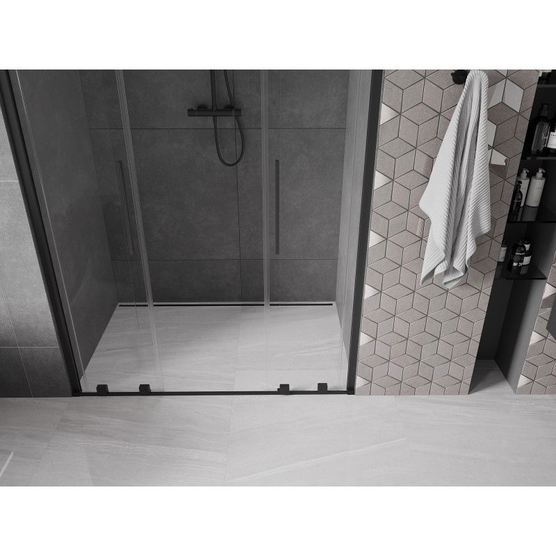 Mexen Velar L Duo porte de douche coulissante 160 cm, transparent, noir - 871-160-003-02-70