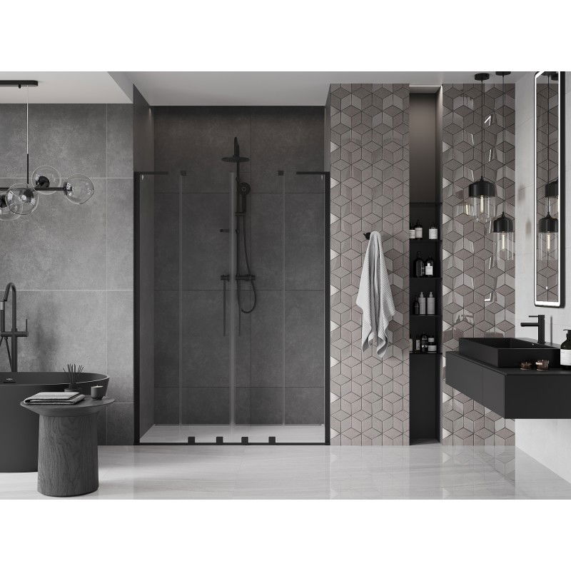 Mexen Velar L Duo porte de douche coulissante 160 cm, transparent, noir - 871-160-003-02-70