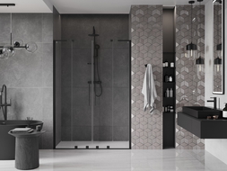 Mexen Velar L Duo porte de douche coulissante 160 cm, transparent, noir - 871-160-003-02-70