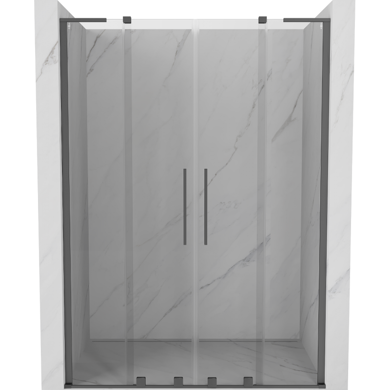 Mexen Velar L Duo portes de douche coulissantes 160 cm, transparent, métal gun - 871-160-003-02-95