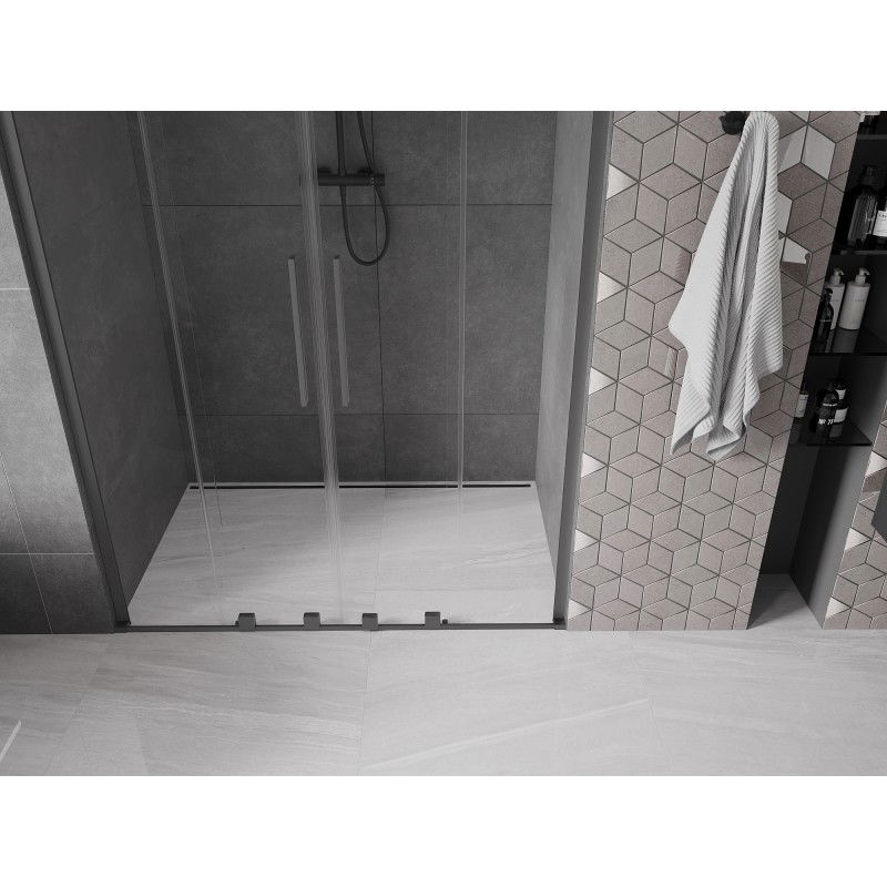 Mexen Velar L Duo portes de douche coulissantes 160 cm, transparent, métal gun - 871-160-003-02-95