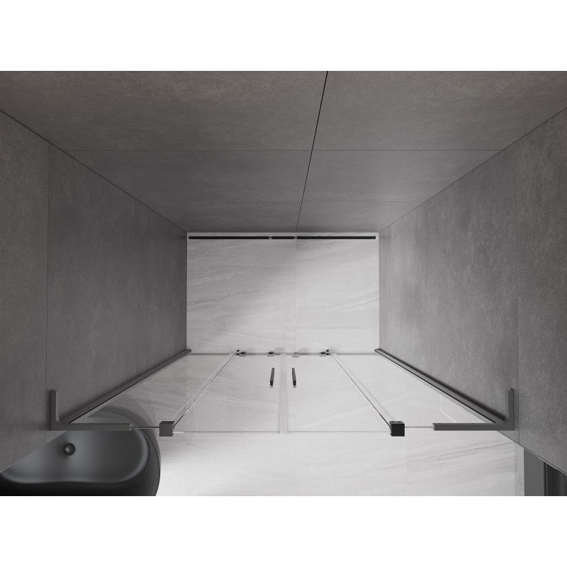 Mexen Velar L Duo portes de douche coulissantes 160 cm, transparent, métal gun - 871-160-003-02-95