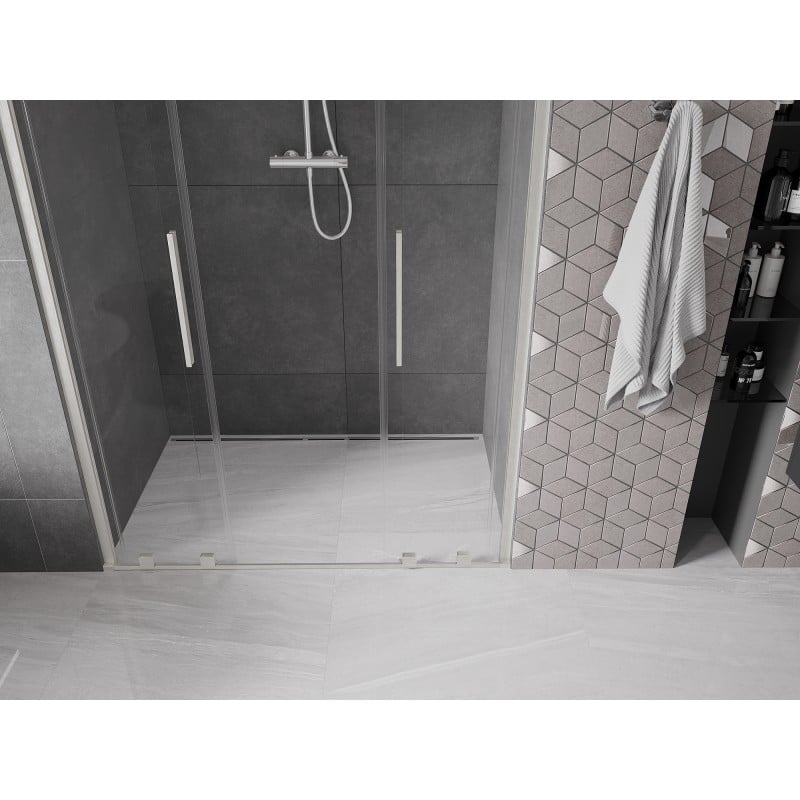 Mexen Velar L Duo porte de douche coulissante 140 cm, transparent, nickel brossé - 871-140-003-02-97
