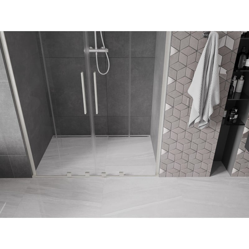 Mexen Velar L Duo porte de douche coulissante 140 cm, transparent, nickel brossé - 871-140-003-02-97