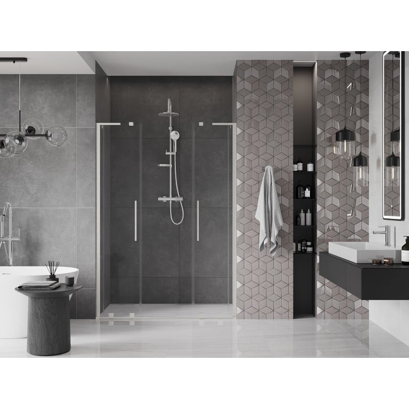 Mexen Velar L Duo porte de douche coulissante 140 cm, transparent, nickel brossé - 871-140-003-02-97
