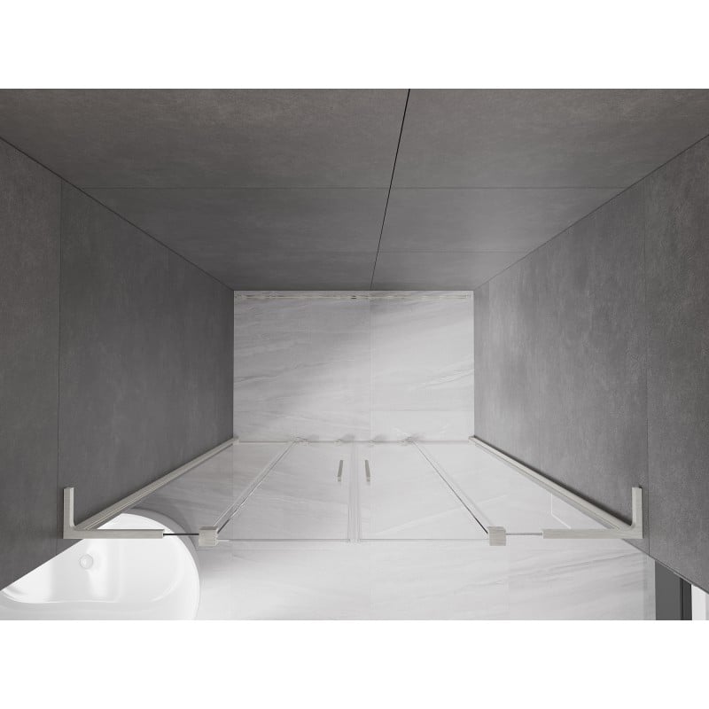 Mexen Velar L Duo porte de douche coulissante 140 cm, transparent, nickel brossé - 871-140-003-02-97
