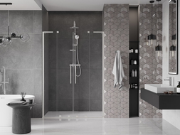 Mexen Velar L Duo portes de douche coulissantes 160 cm, transparent, nickel brossé - 871-160-003-02-97