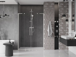 Mexen Velar L Duo porte de douche coulissante 150 cm, transparent, nickel brossé - 871-150-003-02-97